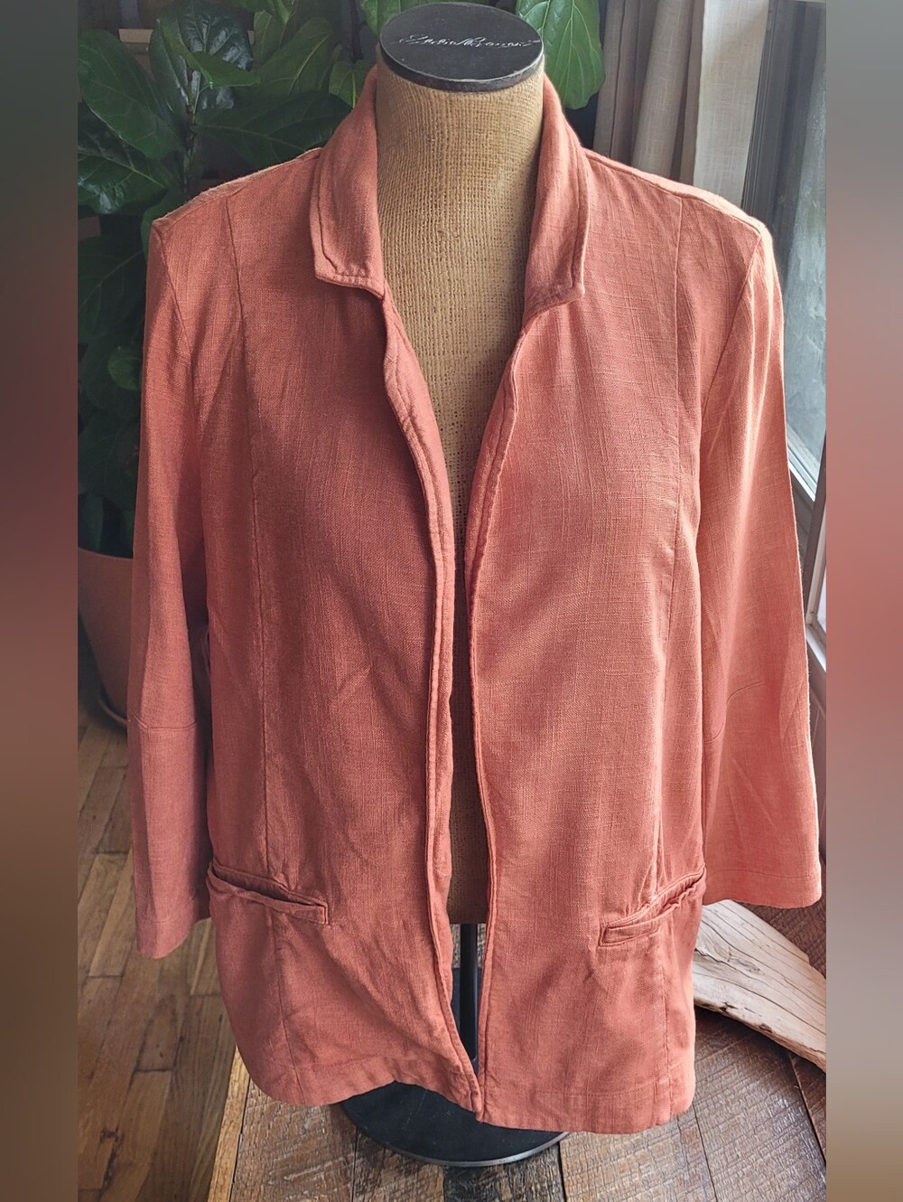 Anthropologie Rust-Orange Open Blazer